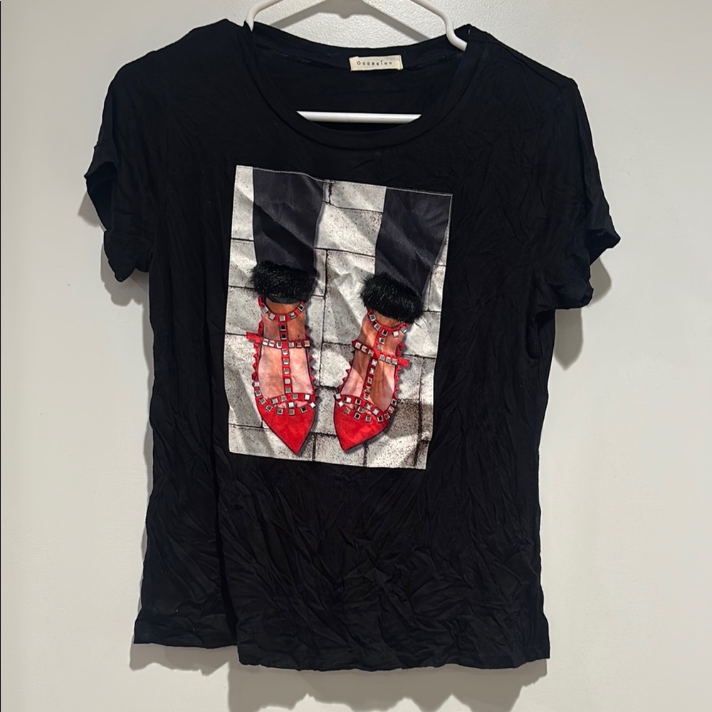 Occasion Red Short Sleeve Tee Top